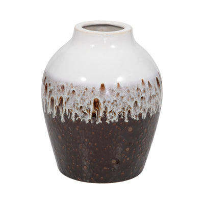 Clay 11" Ombre Reactive Vase - Brown and White|Vase de 11 po en argile à effet ombré réactif - brun et blanc