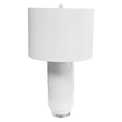 Dainolite Goliath 1 Light Ceramic Oversized Table Lamp White Finish Cylinder Shade|Très grande lampe de table Goliath de Dainolite en céramique, avec abat-jour cylindrique, fini blanc et 1 ampoule