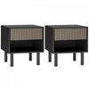 HOMCOM Nightstand with Drawer and Open Shelf, Set of 2 Side Table, Black