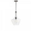 Dainolite Petalite 1 Light Pendant Small Matte Black Clear Glass Lamp