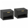 HOMCOM Floating Nightstands Set of 2, Bedside Tables with Fluted Drawer