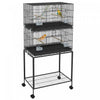 Pawhut Birdcage For Canaries, Lovebirds Finches, Budgie Cage With Wheels, Removable Tray, Bottom Mesh Panel, Wooden Perches, Swing, Ramp, Food Containers, 30\" L X 18\" W X 65\" H