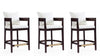 Ritz Mid-Century Modern Wood Upholstered Counter Stool in Ivory - Set of 3