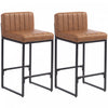 HOMCOM Bar Stools Set of 2, Retro Padded Counter Height Stools, Brown