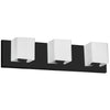 Dainolite Verona 3 Light Vanity Light Matte Black White Glass Shade Lamp