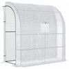 Outsunny 7' X 3' X 7' Outdoor Lean-to Walk-in Greenhouse, Plant Gardening Green House With Roll-up Mesh Windows, Zipper Door And 3-tier Shelves, White