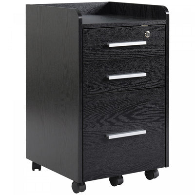 Homcom 3-drawer Mobile File Cabinet Office Filing Cabinet|Homcom Classeur Mobile 3 Tiroirs Classeur De Bureau Noir
