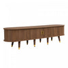 Rustic 69 Inch TV Cabinet with Sliding Door and Walnut Finish, Wood