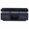 Lumina 39.3 Inch High-Gloss Coffee Table with LED Lights, USB Port and Transparent Doors, Black