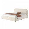 Sophia Space-Saving Hydraulic Lift Storage Platform Bed with Boucle Upholstery,King Size,Beige King Bed