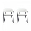 Belle Modern Metal Upholstered Dining Chair in White - Set of 2