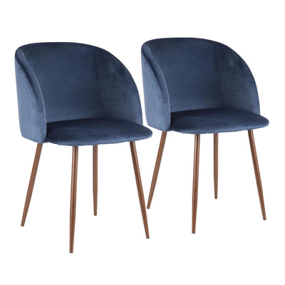 LumiSourceFran Blue Velvet Contemporary Dining Chair - Set of 2|Chaise de salle à manger contemporaine Fran en velours bleu - ensemble de 2