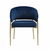 Jessie Modern Dining Chairs Set Of 2 With Upholstered Fabric Side Chairs And Metal Frame,blue