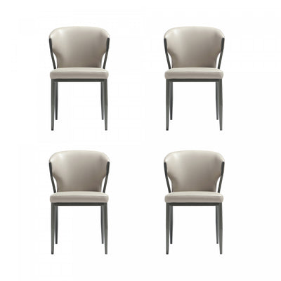 Kirsten Modern Vegan Leather Metal Dining Chair in Light Gray - Set of 4 | Chaise de salle a manger moderne en cuir vegetalien et metal Kirsten, gris clair - Lot de 4