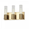 Dainolite Tube 3 Light Vanity Light Aged Brass Clear Fluted Glass Lamp