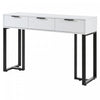 Horizon Modern Console Table with Geometric Drawers and Gold Frame, White/Black