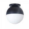 Dainolite Dayana 1 Light Flush Mount Incandescent Matte Black White Glass Lamp