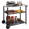 Outsunny Outdoor Grill Cart with Stainless Steel Tabletop for Food Prep, 3-Tier BBQ Stand, Pizza Oven Stand, Movable Food Prep Table and BBQ Cart on Wheels, Black