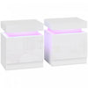 HOMCOM Nightstand Set of 2, Side Table with LED Lights, White