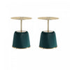 Anderson Modern Metal Top Upholstered End Table in Green - Set of 2