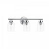 Dainolite Vienna 3 Light Incandescent Vanity Polished Chrome Clear Ribbed Glass Lamp