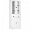 HOMCOM 63\" Kitchen Pantry Storage Cabinet w/Adjustable Shelves Glass Door