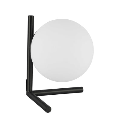 Dainolite Folgar 1 Light Table Lamp Matte Black Finish Opal White Glass|Lampe de table Folgar de Dainolite en verre blanc opale, avec fini noir mat et 1 ampoule