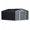 Outsunny 11' X 13' Practical Backyard Garden Storage Tool Shed Double Sliding Door 4 Ventilation Slots, Grey