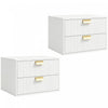 HOMCOM Modern Floating Nightstand Set of 2, Bedside Table, White