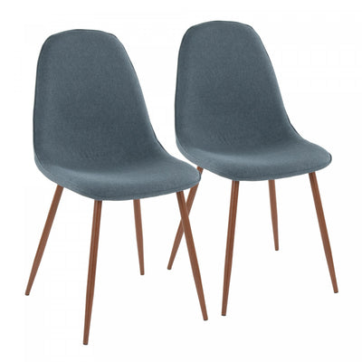 LumiSource Pebble Blue Fabric Mid-Century Modern Dining Accent Chair - Set of 2|Chaise d’appoint de salle à manger moderne du milieu du 20e siècle Pebble en tissu bleu - ensemble de 2