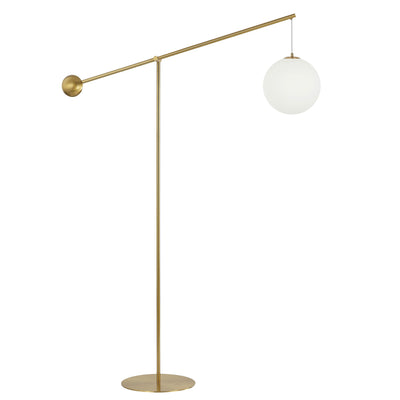 Dainolite Holly 1 Light Floor Lamp 106" H Aged Brass Opal White Glass|Lampe à pied Holly de Dainolite de 106 po de hauteur en verre blanc opale, avec fini laiton vieilli et 1 ampoule