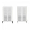 Abbey Modern 32\" Tempered Glass Bookcase Cabinet in White (4-Shelf) - Set of 2