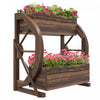 Outsunny 2-tier Raised Garden Bed, Wooden Wagon Planter Boxes With Drainage Holes, For Vegetables Flowers Herbs