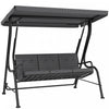 Outsunny Outdoor 3-person Metal Porch Swing Chair with Canopy Black
