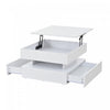 Lumina 25.5 Inch Square Lift-Top Coffee Table with LED Lights and Dual Drawers, White