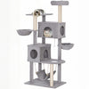 PawHut Cat Tree, 66 Inch Large Cat Tower with 2 Door Condos, 3 Big Hammocks, Plush Top Perch, Sisal Scratching Posts, Multi-level Kitty Tree for Indoor Kittens, Light Grey