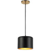 Dainolite Emilia 1 Light Pendant Aged Brass Finish Matte Black/Gold Shade Lamp