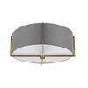 Dainolite Preston 3 Light Semi-flush Mount Aged Brass Grey Shade Lamp