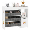 Qaba Toy Storage Organizer, Kids Bookshelf With 9 Non-woven Fabric Boxes, Storage Cabinet & Shelves, Toy Shelf For Kids Room, Nursery, Playroom, White