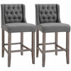 Set of 2 Tufted Armless Bar Stool HighChair Living Room Grey