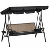 Outsunny 3-Seat Porch Swing with Canopy Outdoor Swing Chair w/ Rattan Seat