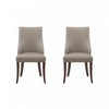 Connie Modern Wood Vegan Leather and Velvet Dining Chair in Taupe - Set of 2