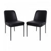 Loft Contemporary Vegan Leather Metal Side Chair in Black - Set of 2