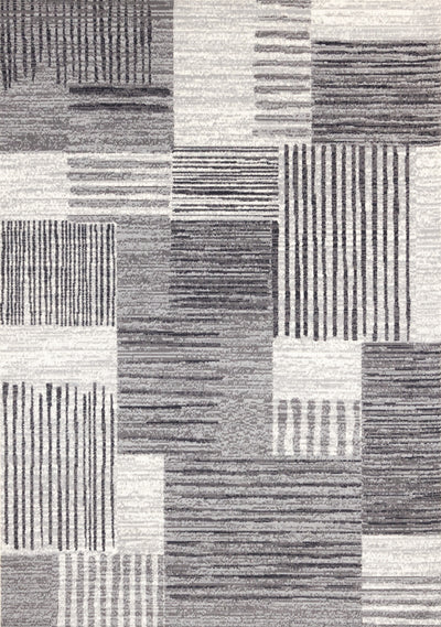 Forte White Grey Black Modern Striped Patches Area Rug - 5'3" x 7'5"|Carpette Forte blanche, grise et noire à motif de taches rayées modernes - 5 pi 3 po x 7 pi 5 po
