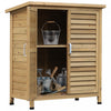 Outsunny Garden Shed Wooden Garden Storage Shed 2 Door Unit Solid Fir Wood Garage Tool Organisation Cabinet, 34.3\" X 18.3\" X 38\", Natural