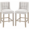 HOMCOM Modern Counter Bar Stools Upholstered Counter Chairs Set of 2 Beige