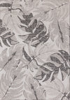Jackson Grey White Botanical Leaves Rug, 6'7\" x 9'6\" Outdoor Area Rug