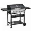 Outsunny Propane Gas Grill with 4 Main Burners, 1 Side Burner, 40,000 BTU Outdoor BBQ Grill Cart with Wheels, Warming Rack, Shelves, Thermometer, Bottle Opener, Black