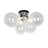 Dainolite Comet 3 Light Flush Mount Polished Chrome Clear Glass Lamp
