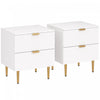 HOMCOM Nightstand, Bedside Table, Side End Table with 2 Drawers, White